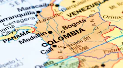 Close up of Bogota, Colombia on map Close up of Bogota, Colombia on map