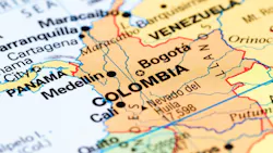 Close up of Bogota, Colombia on map Close up of Bogota, Colombia on map