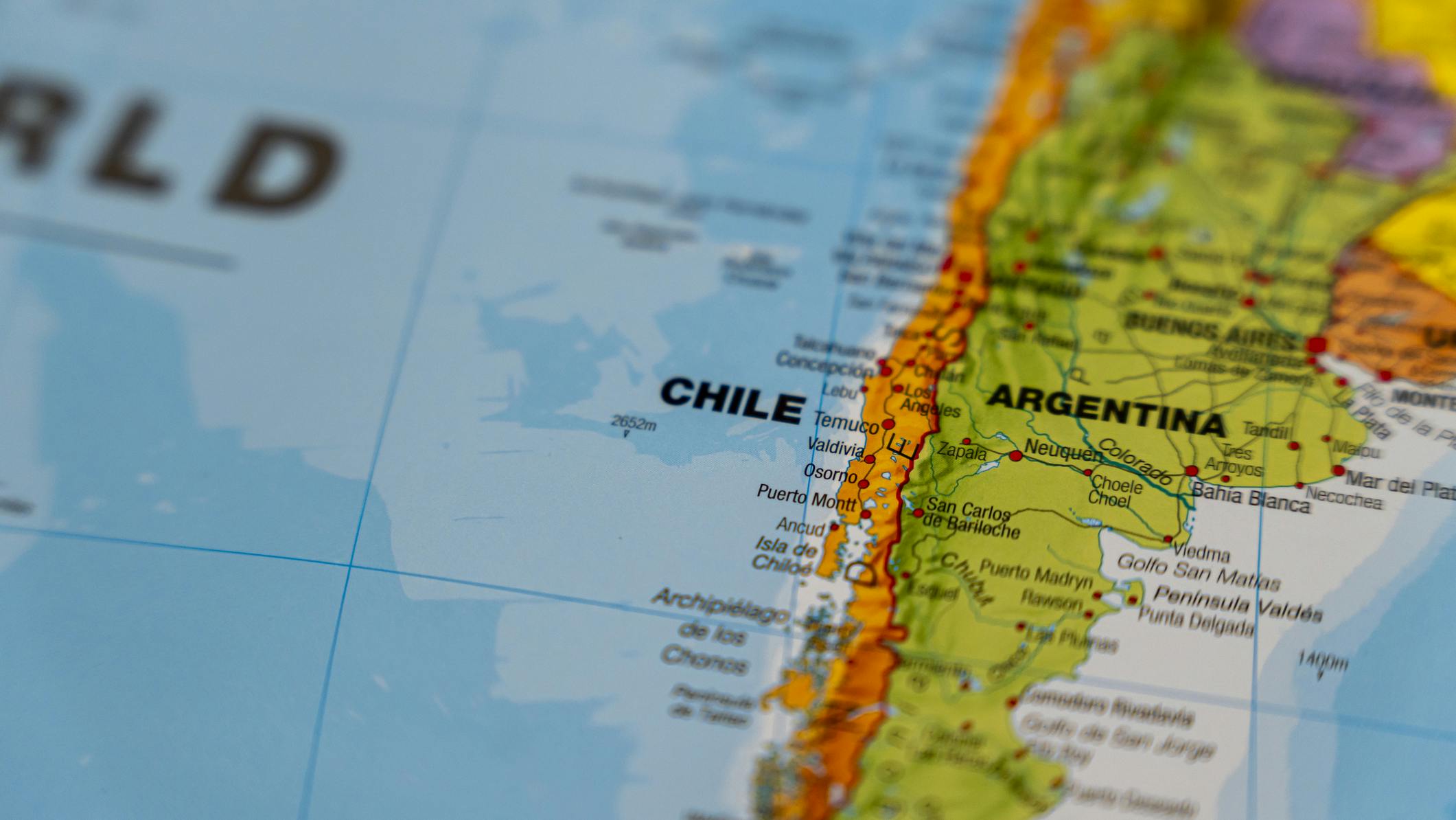 South America map with Argentina in focus