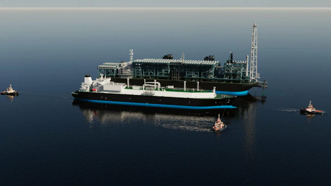 Artist rendering of Delfin LNG and FLNG vessel