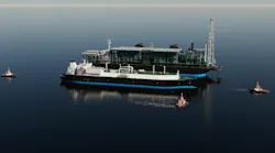 Artist rendering of Delfin LNG and FLNG vessel Artist rendering of Delfin LNG and FLNG vessel