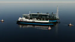 Artist rendering of Delfin LNG and FLNG vessel Artist rendering of Delfin LNG and FLNG vessel