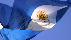 Argentina flag flying in the wind Argentina flag flying in the wind