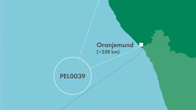 Location of PEL 0039 license offshore Namibia