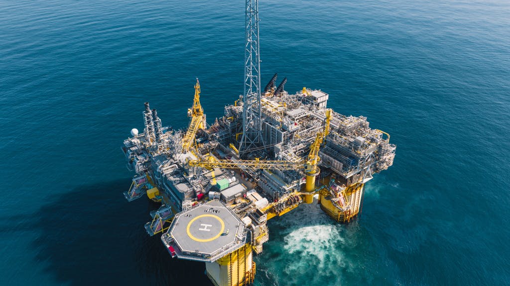 Troll C platform at sunset in the North Sea