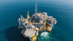 Troll C platform at sunset in the North Sea Troll C platform at sunset in the North Sea