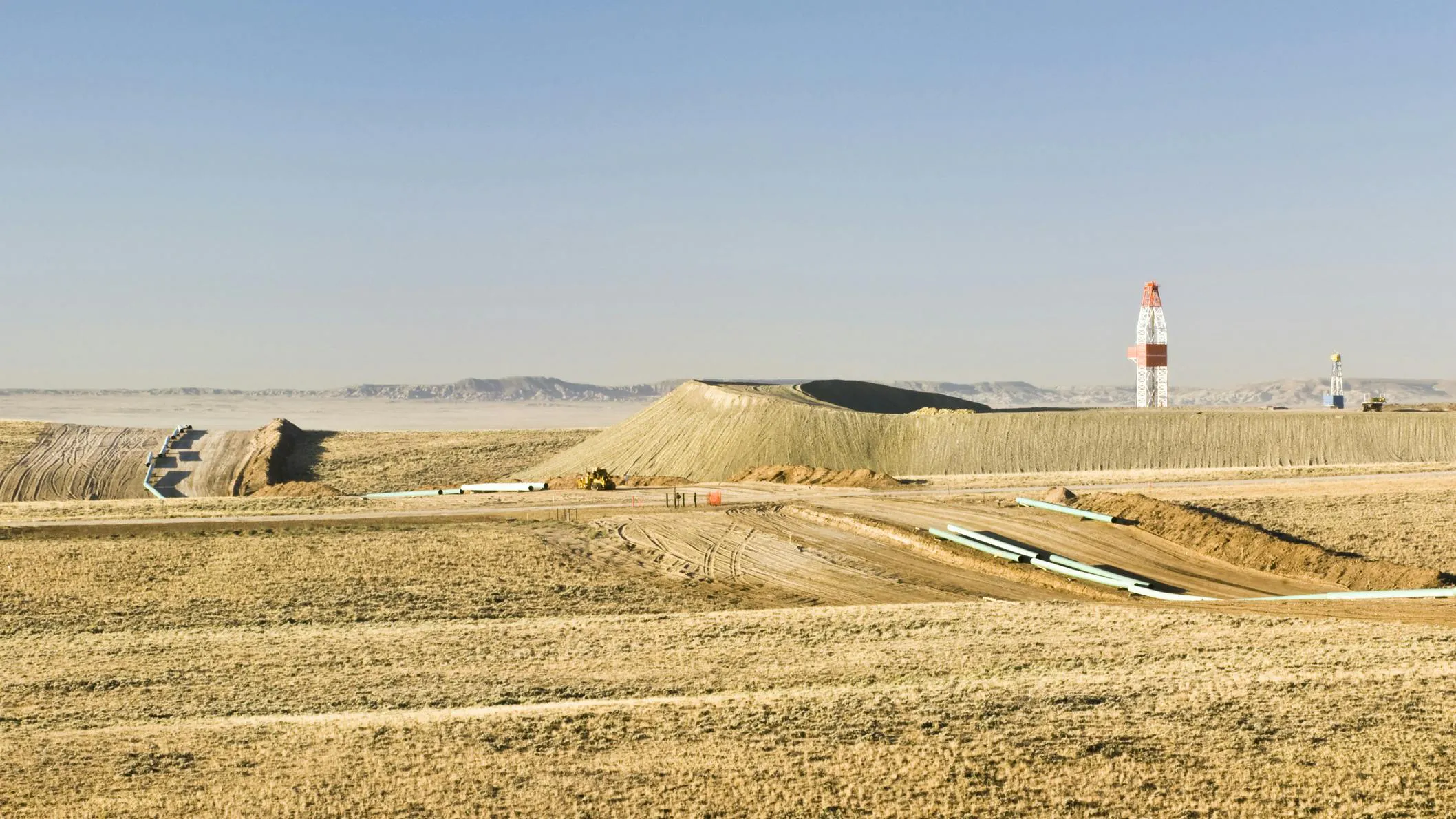 Pipeline construction through a gas field in Wyoming Pipeline construction through a gas field in Wyoming