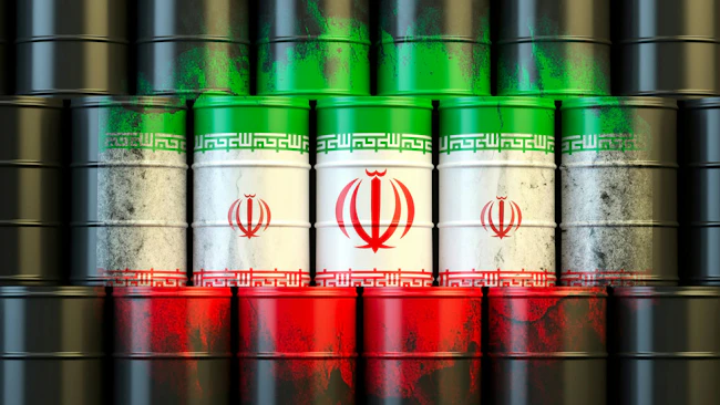 Oil barrels with paint resembling Iranian flag