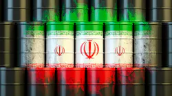 Oil barrels with paint resembling Iranian flag