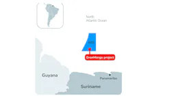 Map showing location of GranMorgu oil development project offshore Suriname