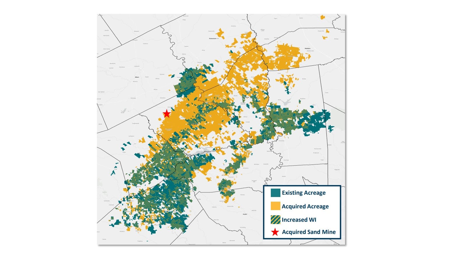 Map showing both Magnolia and WildFire Energy oil and gas assets on Texas map.