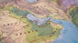 Map with Iran and Strait of Hormuz