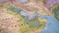 Map with Iran and Strait of Hormuz