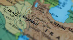 Map of Iraq Iran area with focus on Baghdad, Iraq.