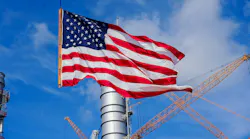 US flag flying at Golden Pass LNG site
