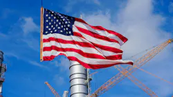 US flag flying at Golden Pass LNG site
