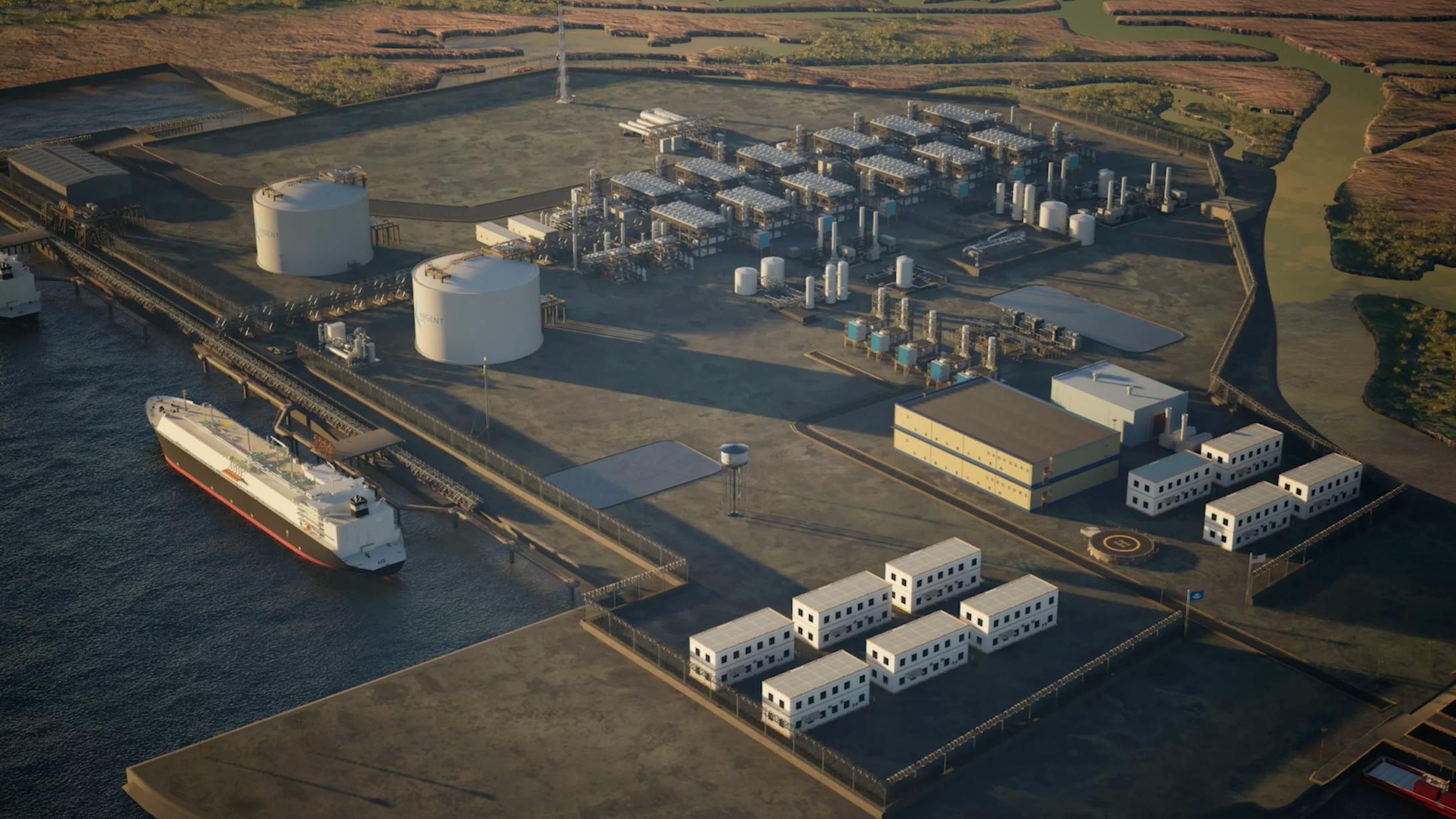 Rendering of LNG export plant.