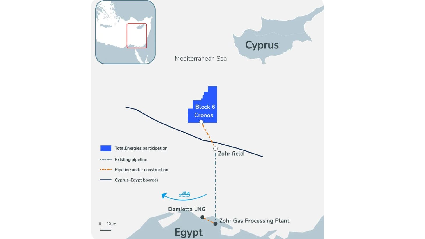 Map showing location of Cronos development offshore Cyprus.
