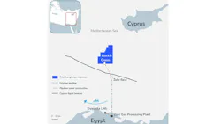 Map showing location of Cronos development offshore Cyprus.