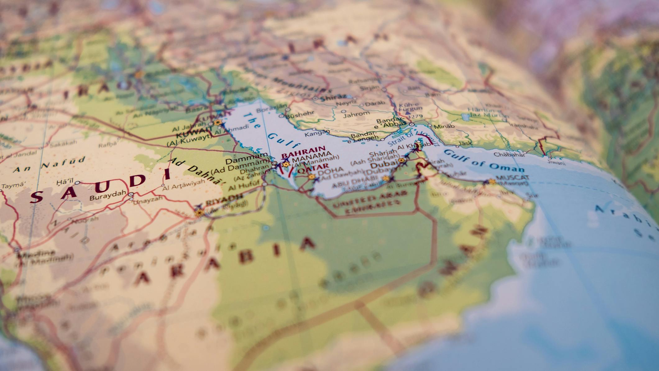 Map with Saudi Arabia featured