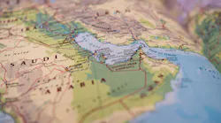 Map with Saudi Arabia featured