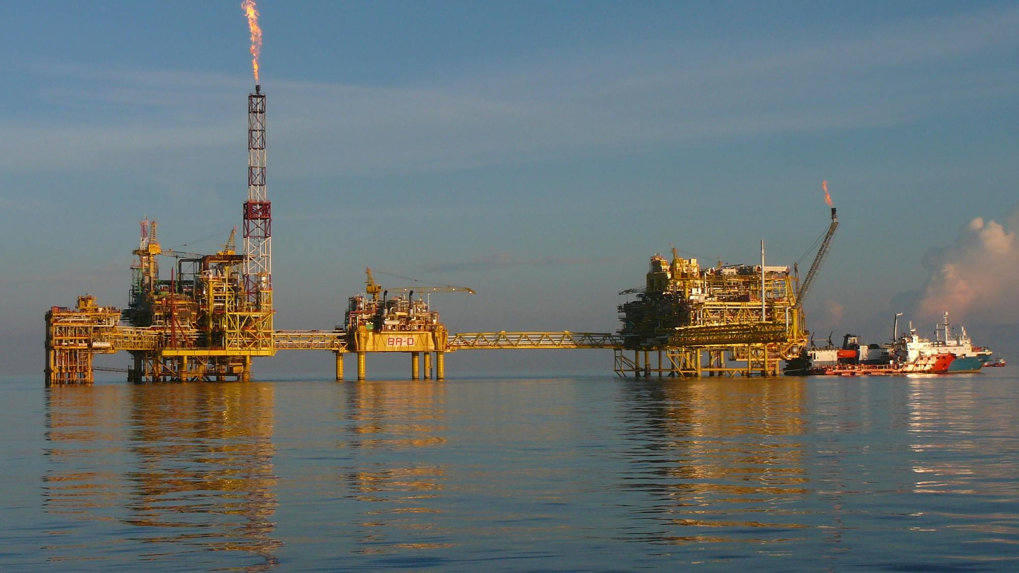 Oil and gas infrastructure offshore Malaysia.