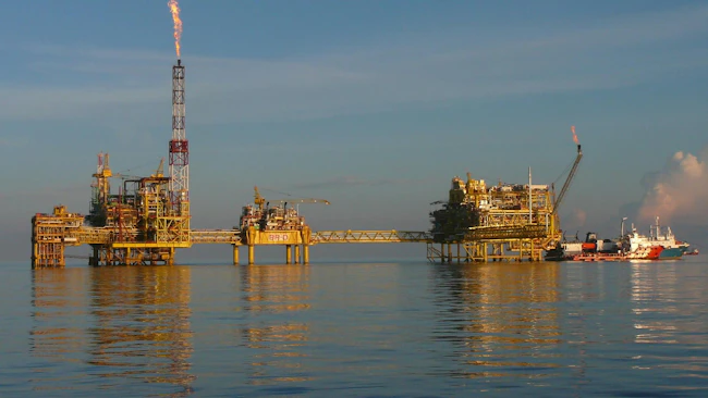 Oil and gas infrastructure offshore Malaysia.