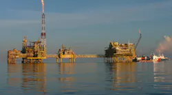 Oil and gas infrastructure offshore Malaysia.