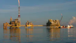 Oil and gas infrastructure offshore Malaysia.