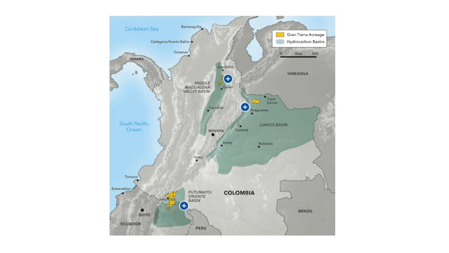 Gran Tierra Ecuador, Colombia asset map