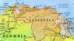 Map with Venezuela in focus