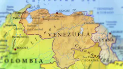 Map with Venezuela in focus