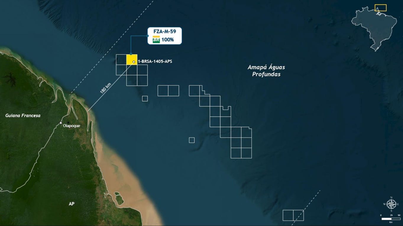 A map showing Block FZA-M-59 offshore Brazil
