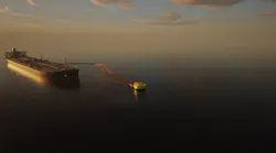 Video still rendering of crude oil export infrastructure offshore Texas.