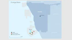 Map showing PEL90 license location offshore Namibia.