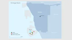 Map showing PEL90 license location offshore Namibia.