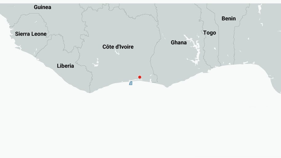 Map of DNO C&ocirc;te d'Ivoire asset.