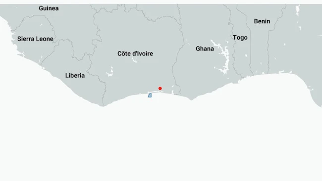Map of DNO C&ocirc;te d'Ivoire asset.
