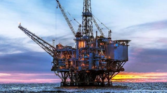 Oil and gas production platform offshore California.