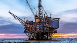 Oil and gas production platform offshore California.