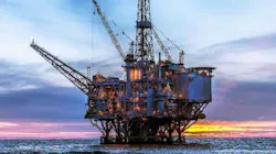 Oil and gas production platform offshore California.