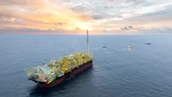 Photo showing an FPSO at sea.
