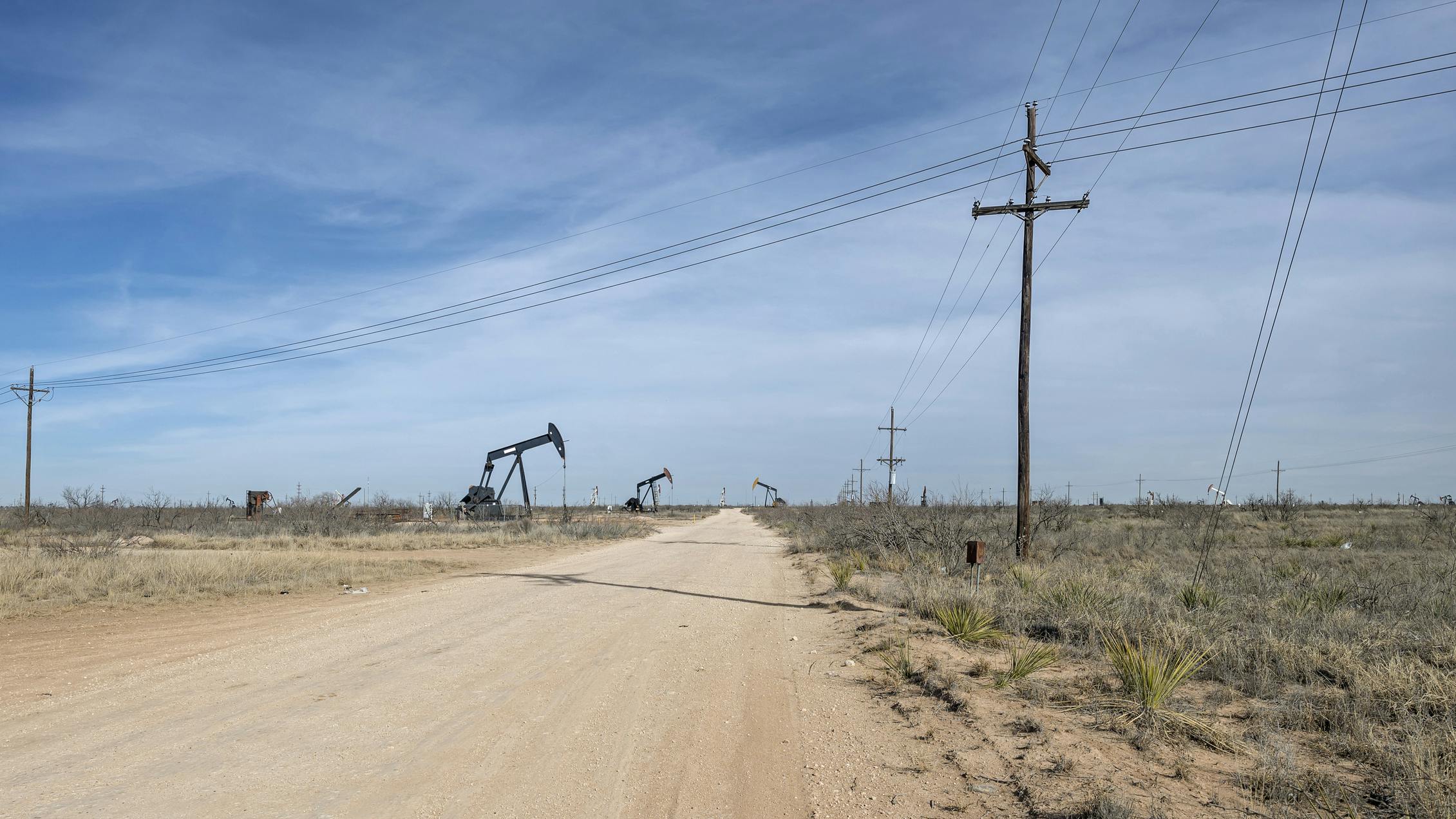 Oil pumpjacks working in Permian basin