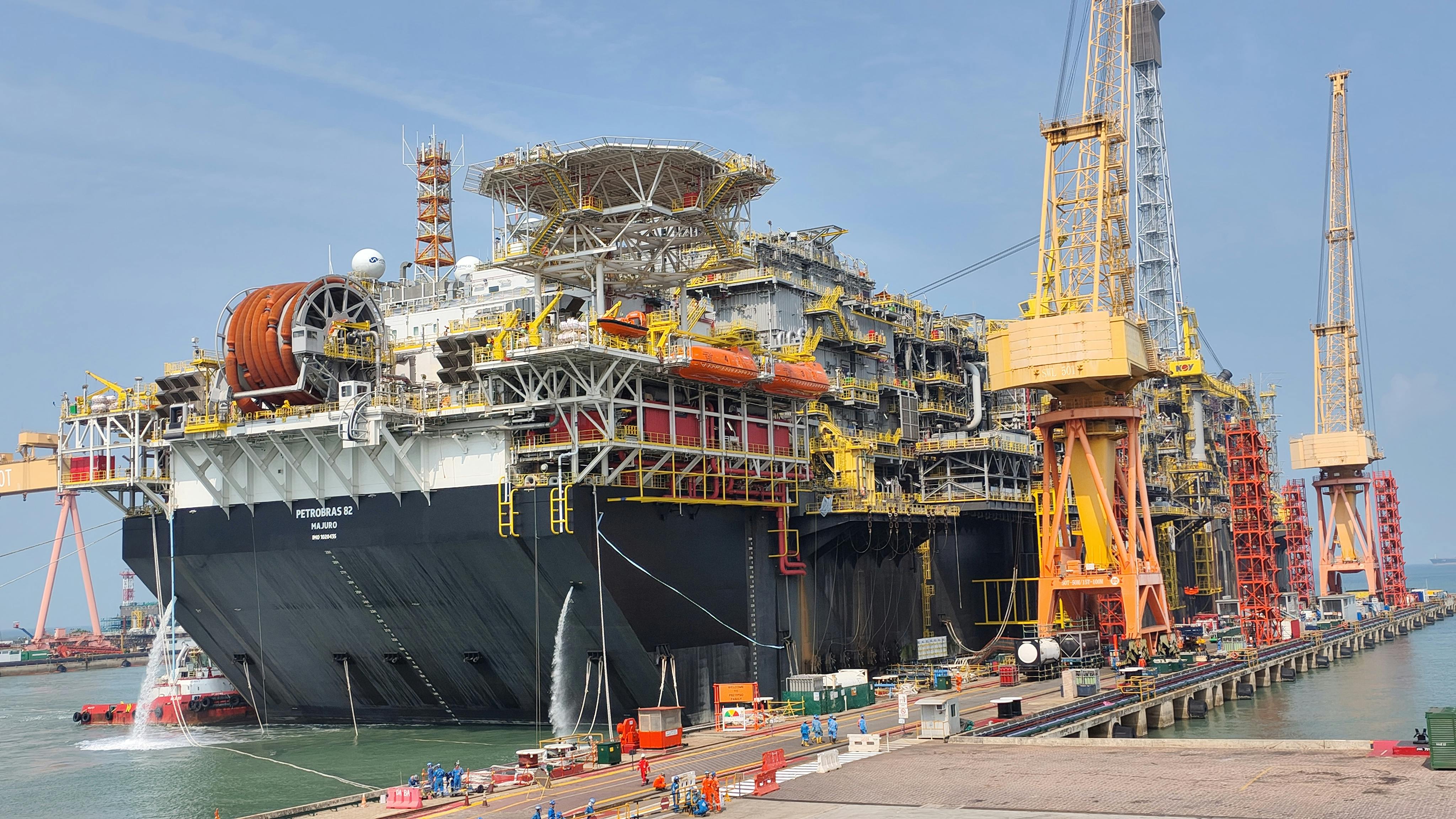 FPSO docked at a shipyard in Singapore.