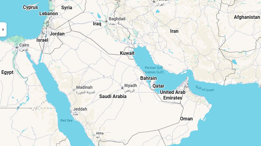 Map showing Strait of Hormuz