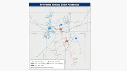 Map of ONEOK's Midland basin assets