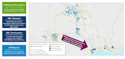 Map showing how the proposed acquisition enhances ONEOK’s wellhead-to-water NGL value chain