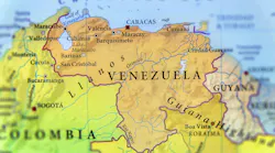 Map with Venezuela in focus.
