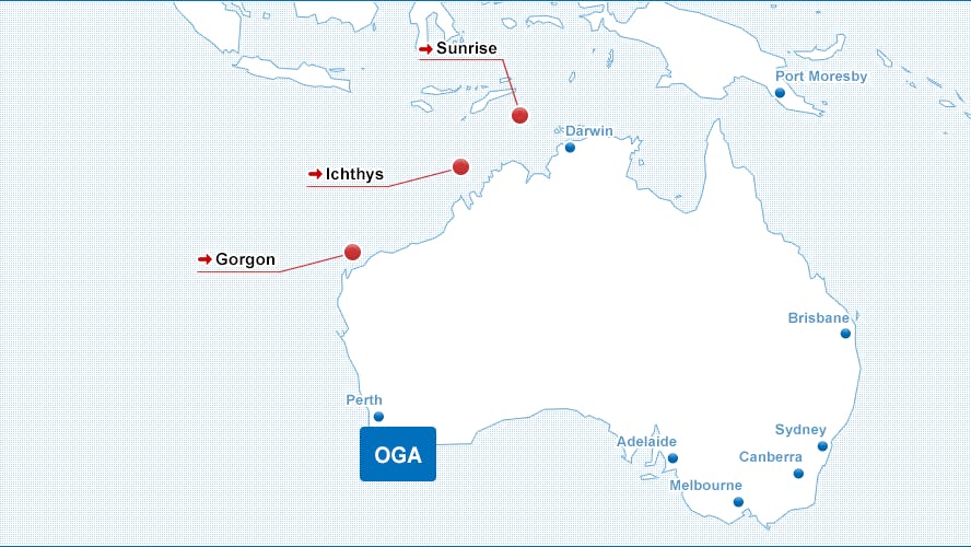 Osaka Gas Australia portfolio map.