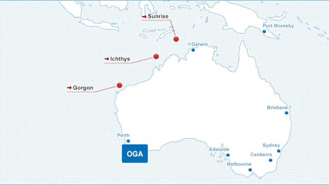 Osaka Gas Australia portfolio map.